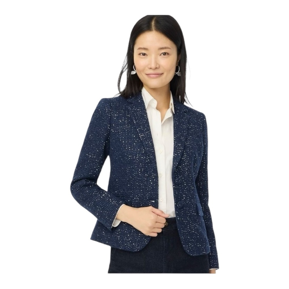 J. Crew Factory Navy Speckled Tweed Blazer